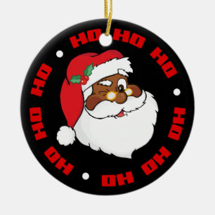 Winking Black Santa Keeping-kerstgeheimen Keramisch Ornament