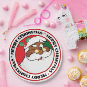 Winking Black Santa Keeping-kerstgeheimen Papieren Bordje (Feest)