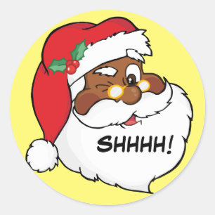 Winking Black Santa Keeping-kerstgeheimen Ronde Sticker