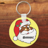 Winking Black Santa Keeping-kerstgeheimen Sleutelhanger (Voorkant)