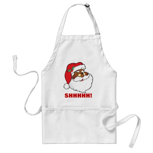 Winking Black Santa Keeping-kerstgeheimen Standaard Schort (Voorkant)