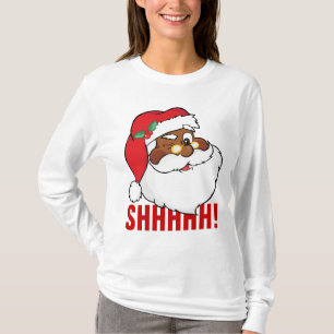 Winking Black Santa Keeping-kerstgeheimen T-shirt