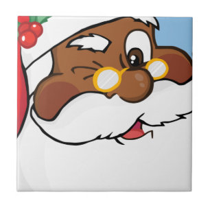 Winking Black Santa Keeping-kerstgeheimen Tegeltje