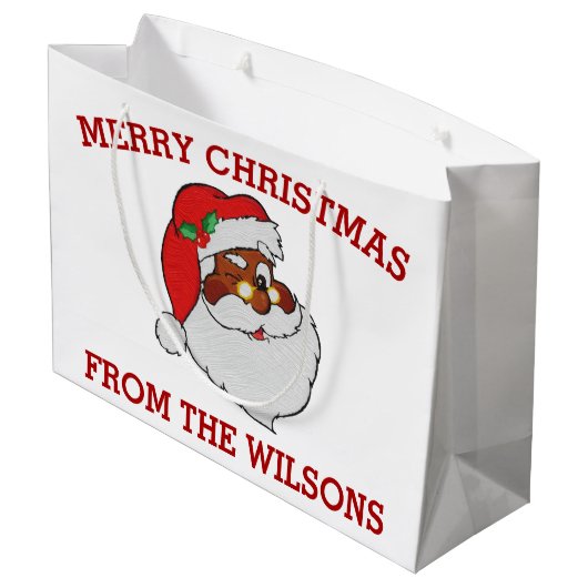 Winking Black Santa Pop Art Groot Cadeauzakje (Achterkant Gekanteld)