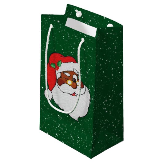  Winking Black Santa Pop Art Klein Cadeauzakje (Voorkant Gekanteld)