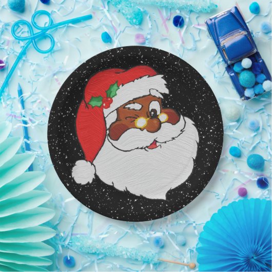  Winking Black Santa Pop Art Papieren Bordje (Feest)