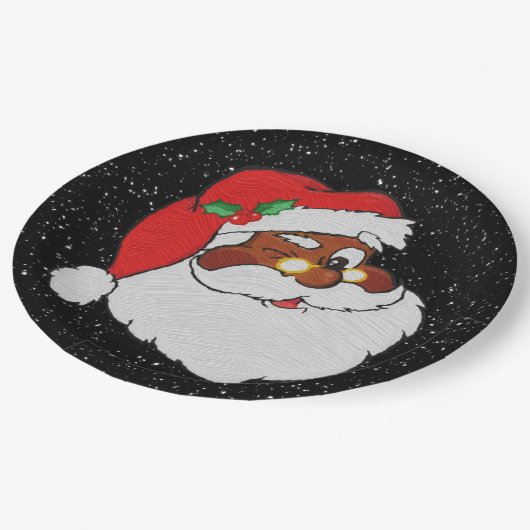 Winking Black Santa Pop Art Papieren Bordje (Gekanteld)