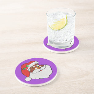 Winking Black Santa Pop Art Zandsteen Onderzetter