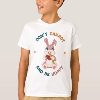 Winking Bunny with Carrot Funny Pun Be Hoppy T-shirt
