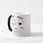 Winking Cartoon Face 3D Magische Mok (Voorkant links)