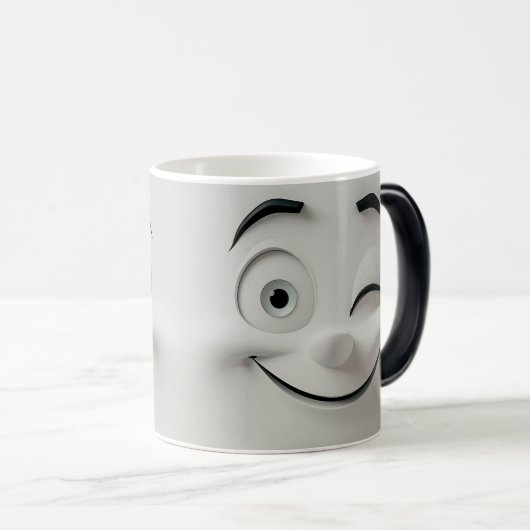 Winking Cartoon Face 3D Magische Mok (Voorkant rechts)
