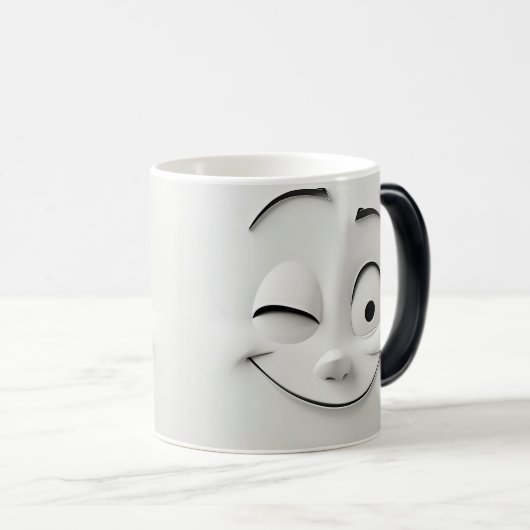Winking Cartoon Face 3D Magische Mok (Voorkant rechts)