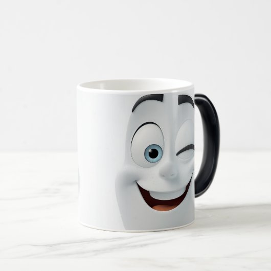 Winking Cartoon Face 3D Magische Mok (Voorkant rechts)