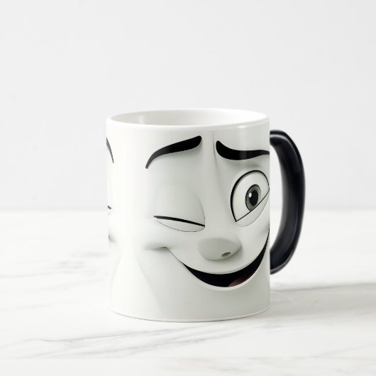 Winking Cartoon Face 3D Magische Mok (Voorkant rechts)