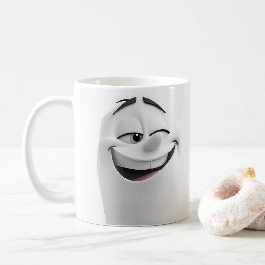 Winking Cartoon Face 3D Mok 2 (Met donut)