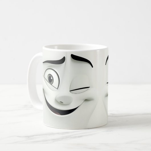 Winking Cartoon Face 3D Mok 9 (Voorkant links)