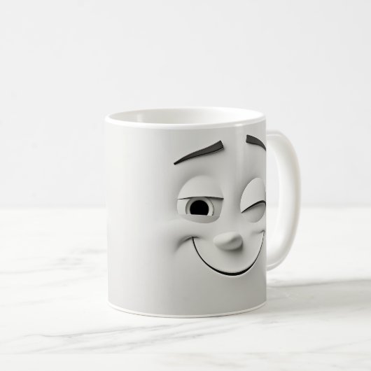 Winking Cartoon Face 3D-Mok Koffiemok (Voorkant rechts)