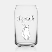 Winking Cat Cartoon Tekening Zwart Wit Blikvorm Glas (Voorkant)