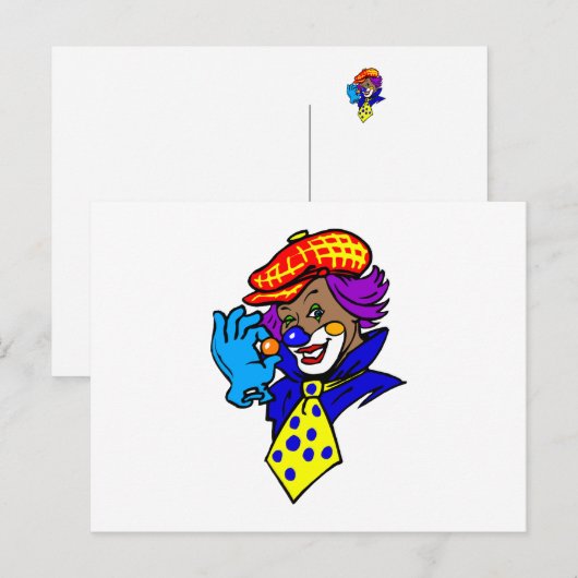 Winking Clown met marmer Briefkaart (Voorkant / Achterkant)