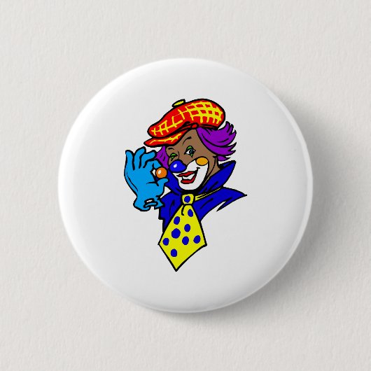 Winking Clown met marmer Ronde Button 5,7 Cm (Voorkant)