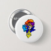 Winking Clown met marmer Ronde Button 5,7 Cm (Voorkant /achterkant)