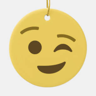 Winking Emoji Keramisch Ornament
