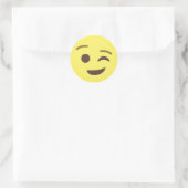 Winking Emoji Ronde Sticker (Tas)