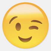 Winking Face Emoij Ronde Sticker (Voorkant)