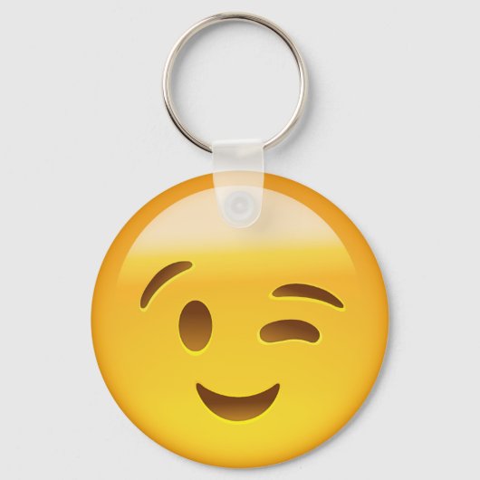 Winking Face Emoij Sleutelhanger (Voorkant)