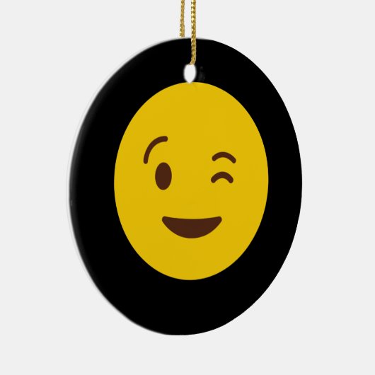 Winking Face Emoji TShirt Keramisch Ornament (Rechts)