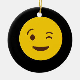 Winking Face Emoji TShirt Keramisch Ornament