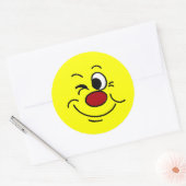 Winking Face Grumpey Ronde Sticker (Envelop)