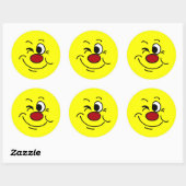 Winking Face Grumpey Ronde Sticker (Vel)