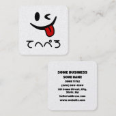 Winking Face Tongue Out てへぺろ Tehepero | Oops Vierkante Visitekaartje (Voorkant / Achterkant)