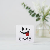 Winking Face Tongue Out てへぺろ Tehepero | Oops Vierkante Visitekaartje (Staand voorkant)