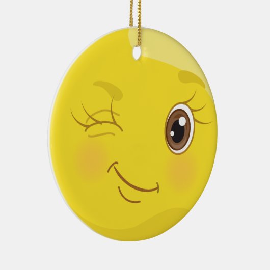 Winking Flirt Emoji Yellow Ornament (Rechts)