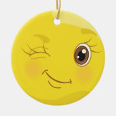 Winking Flirt Emoji Yellow Ornament (Voorkant)