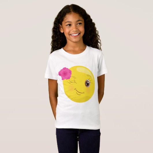 Winking Floral Emoji T-Shirt (Voorkant volledig)