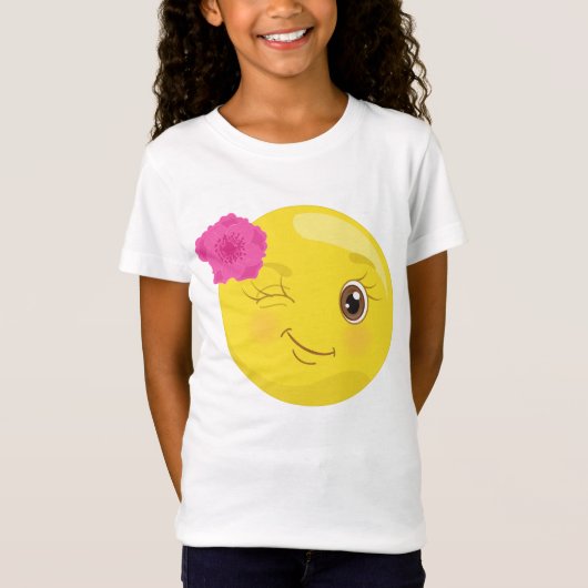 Winking Floral Emoji T-Shirt (Voorkant)