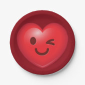 WInking Heart Emoji Papieren Bordje (Voorkant)