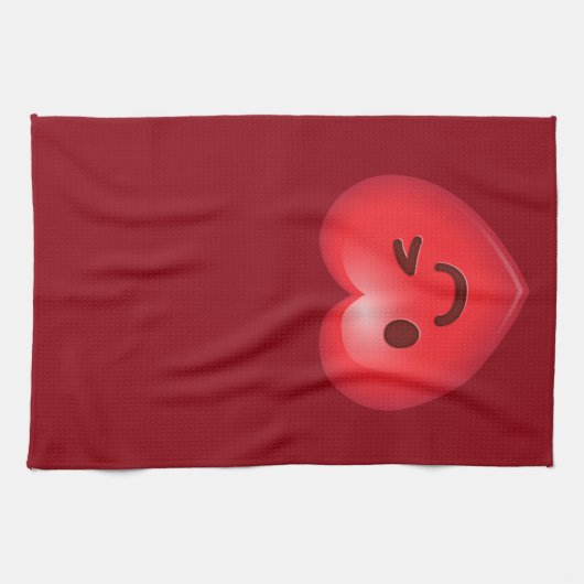 WInking Heart Emoji Theedoek (Horizontaal)