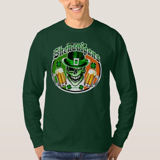 Winking Leprechaun Skull: Shenanigans 2 T-shirt (Voorkant)