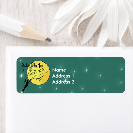 Winking Moon Man Ladder Reach for Moon Etiket (Insitu)