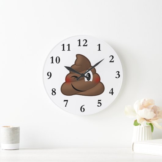 Winking Poop Emoji Grote Klok (Huis)