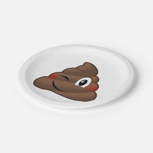 Winking Poop Emoji Papieren Bordje (Gekanteld)