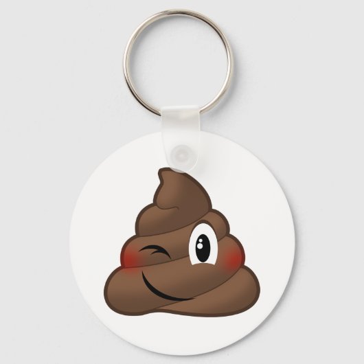 Winking Poop Emoji Sleutelhanger (Voorkant)