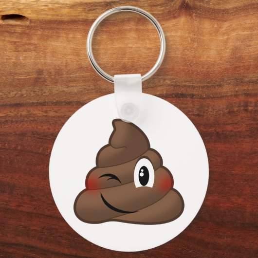 Winking Poop Emoji Sleutelhanger (Voorkant)