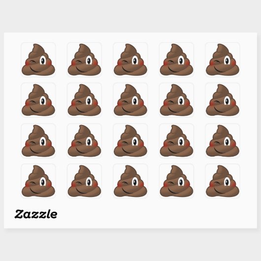 Winking Poop Emoji Vierkante Sticker (Vel)