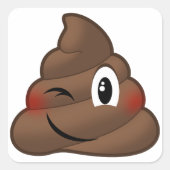 Winking Poop Emoji Vierkante Sticker (Voorkant)