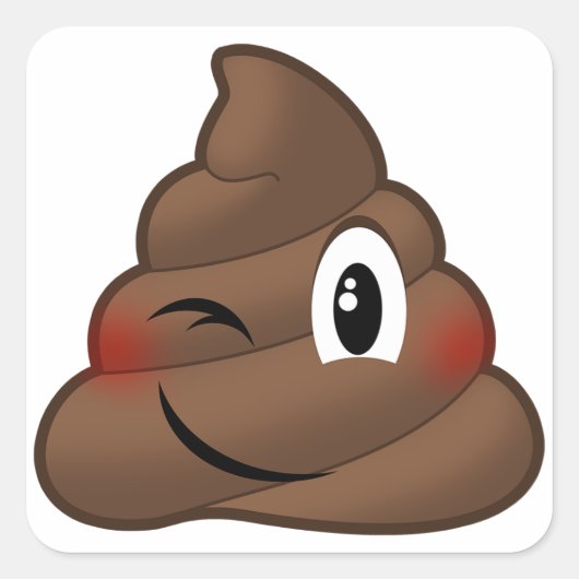 Winking Poop Emoji Vierkante Sticker (Voorkant)